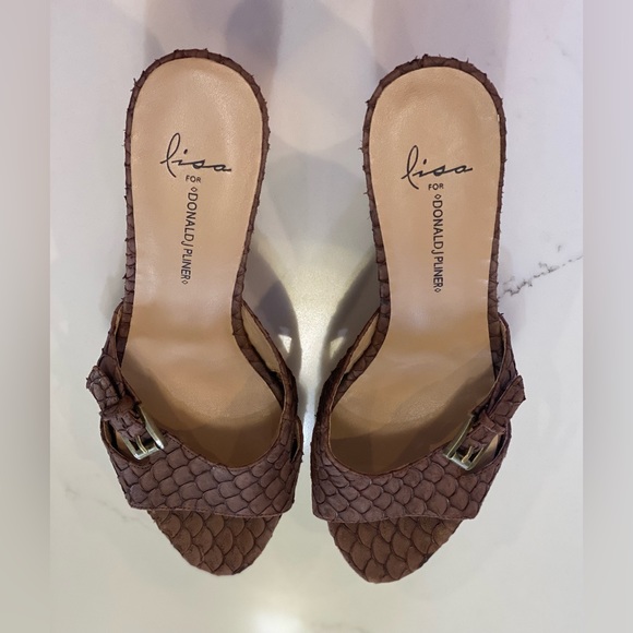 Lisa for David Pliner python and cork wedge size 8.5 - Picture 6 of 8